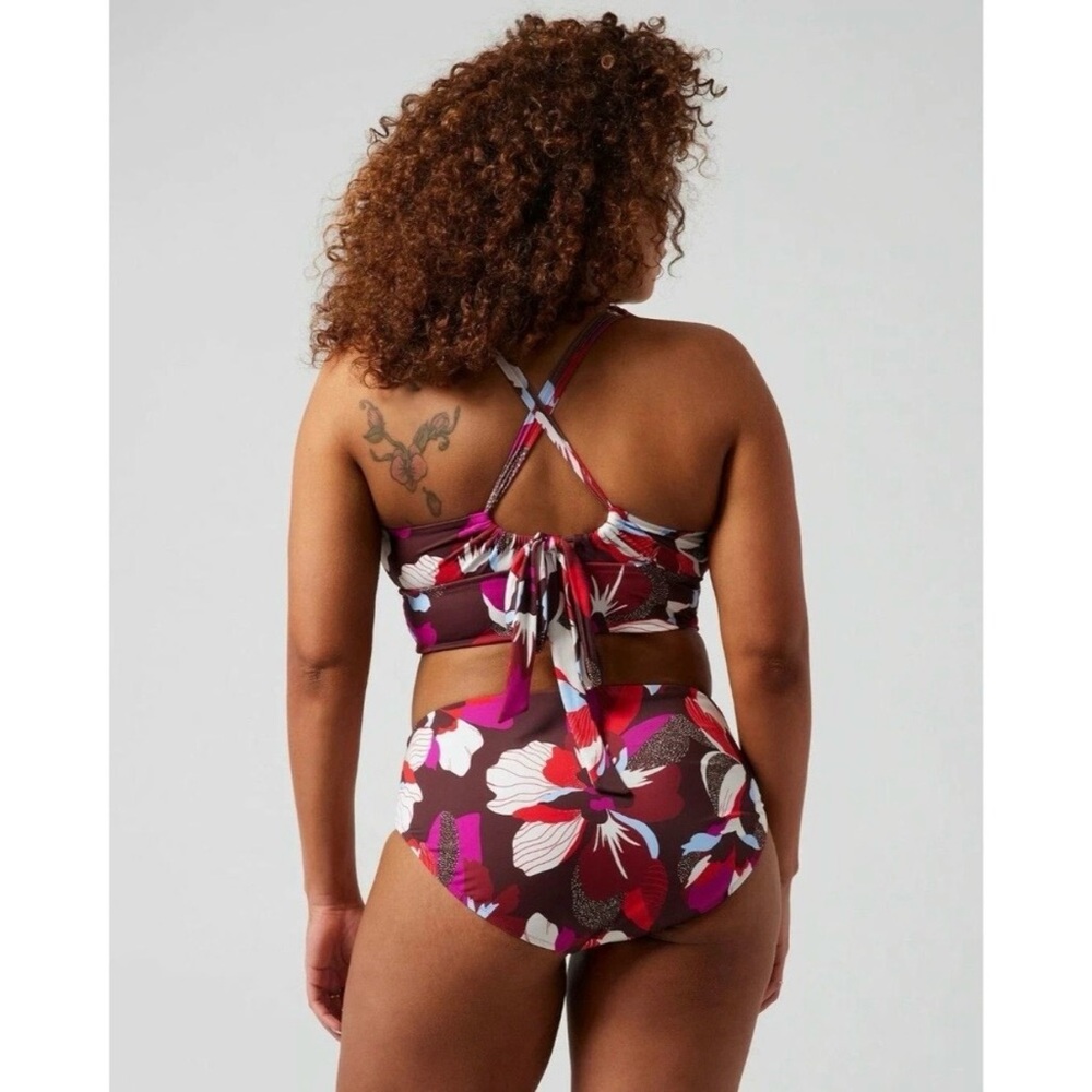Athleta Plunge Bikini Top D-dd Decadent Chocolate Hero Bloom Large - Picture 6 of 12